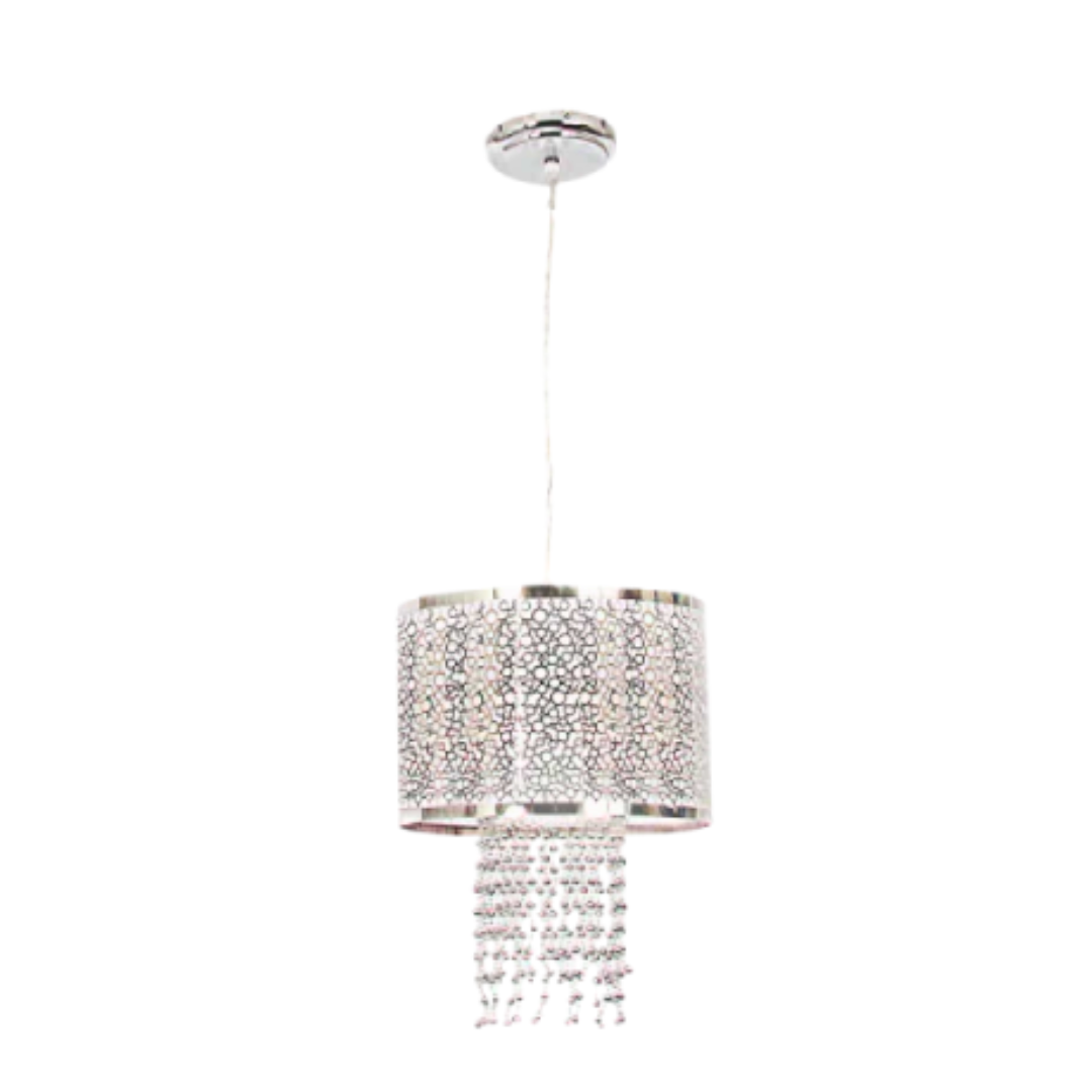 Polished Chrome Pendant with Silver Beads PENBS486/1