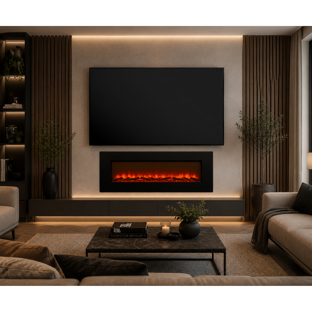 Fireplace Decorative Curved Glass Indoor with "Coal" 1800W 220-240V