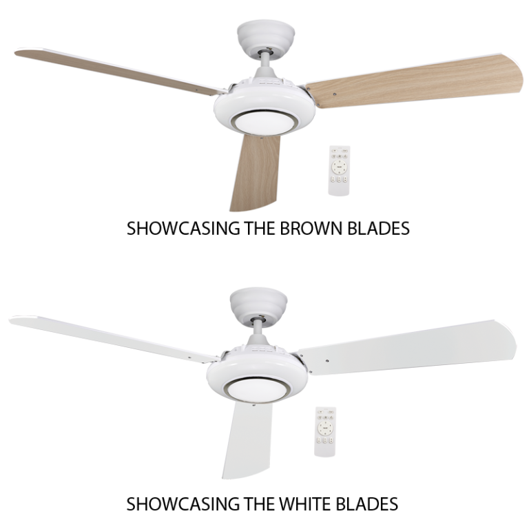 Metal Ceiling Fan with 3 MDF brown and white FCF085