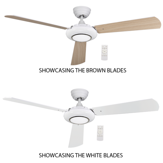 Metal Ceiling Fan with 3 MDF brown and white FCF085