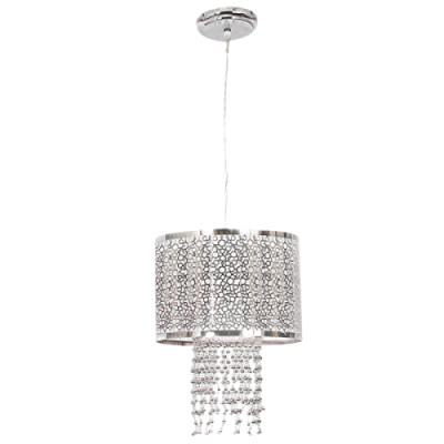 Polished Chrome Pendant with Silver Beads PENBS486/1
