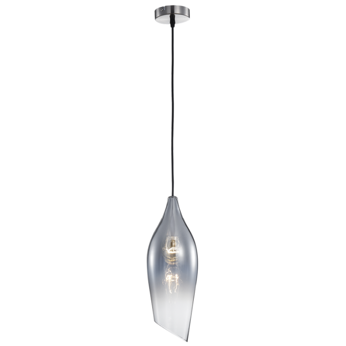 Satin Nickel Pendant with smoke colour Glass