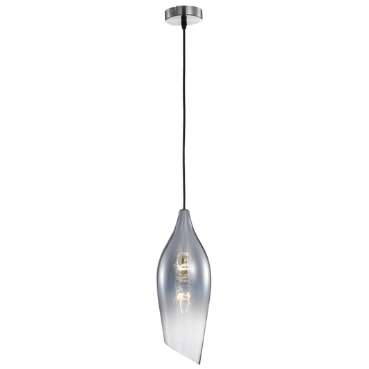 Satin Nickel Pendant with smoke colour Glass