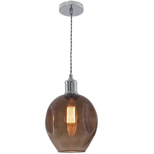Polished Chrome Pendant with Smoke Colour Glass PENBS611