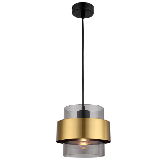 Metal Pendant with Smoke Colour Glass PENBS856