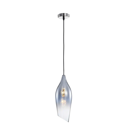 Satin Nickel Pendant with smoke colour Glass
