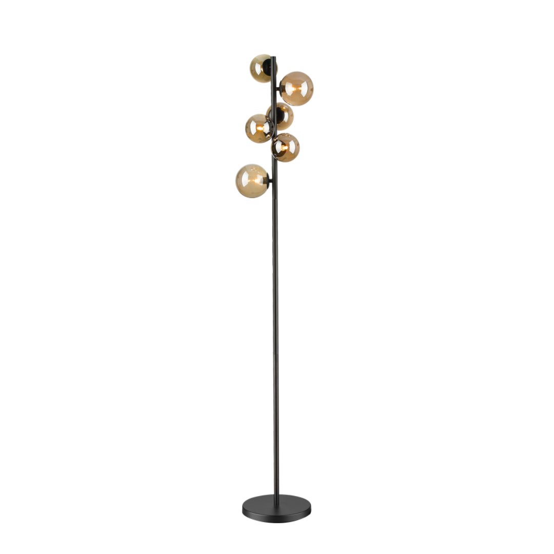 Floor Lamp with Smoke Colour Glass SL401 MATT BLACK