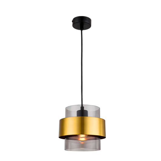 Metal Pendant with Smoke Colour Glass PENBS856