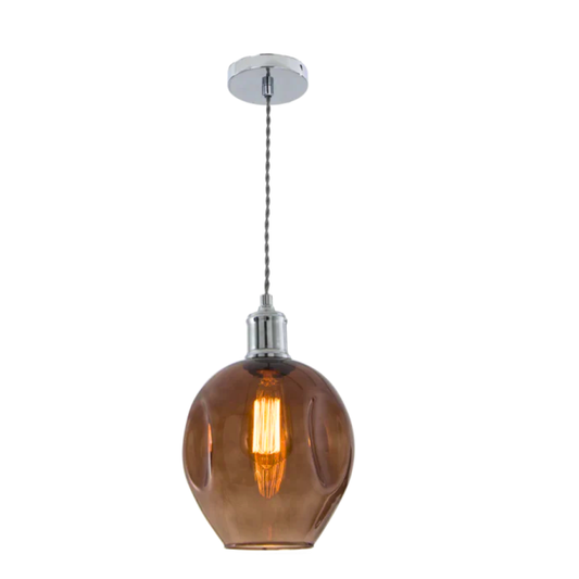 Polished Chrome Pendant with Smoke Colour Glass PENBS611
