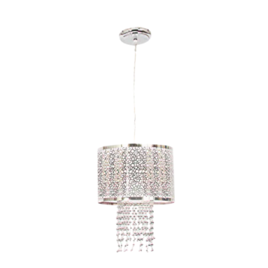 Polished Chrome Pendant with Silver Beads PENBS486/1