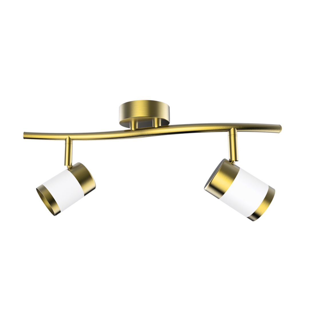 Matt White and Satin Brass Spotlight S172/2 BRASS/WHITE