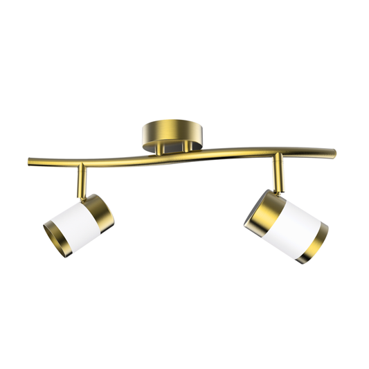 Matt White and Satin Brass Spotlight S172/2 BRASS/WHITE