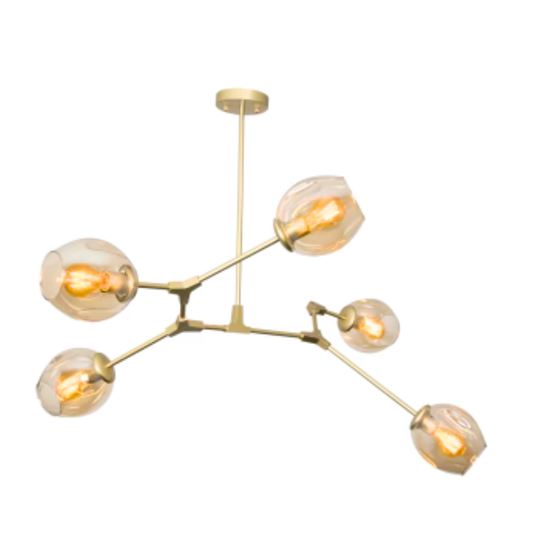 Chandelier Metal and Champagne Colour Glass CH265/5