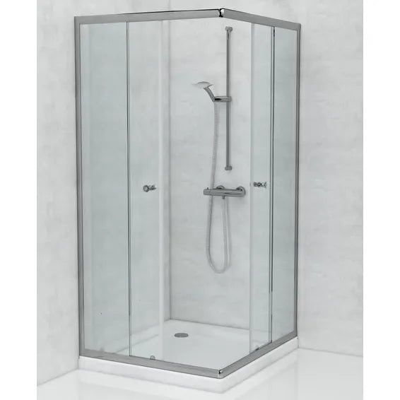 Chrome Corner Entry Shower Door 880 x 880 x 1850mm