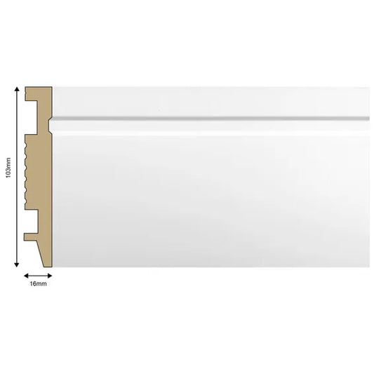 Polymer Skirting 3024W S White T15mm x W75mm x L2700mm (Copy)