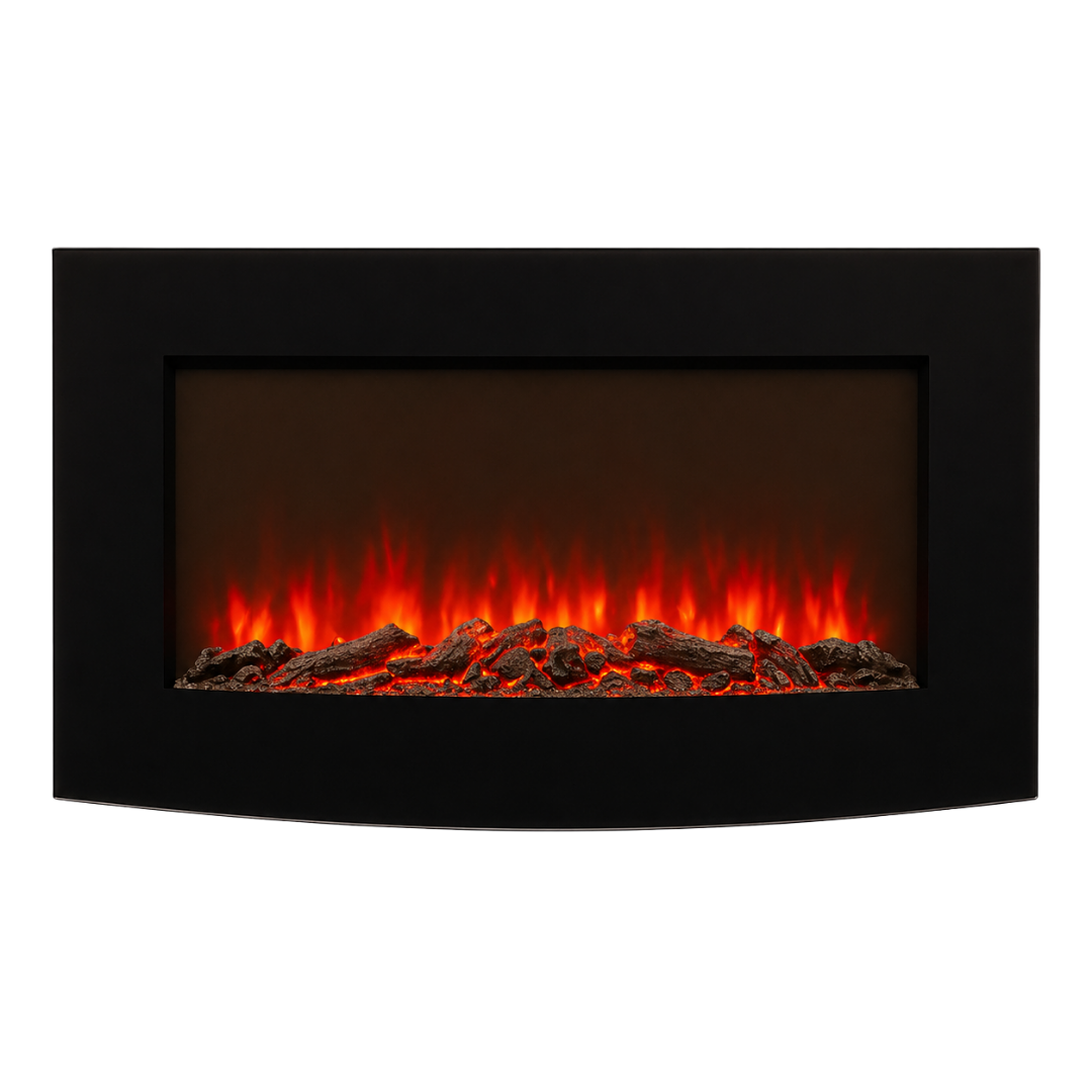 Fireplace Decorative Curved Glass Indoor with "Coal" 1800W 220-240V