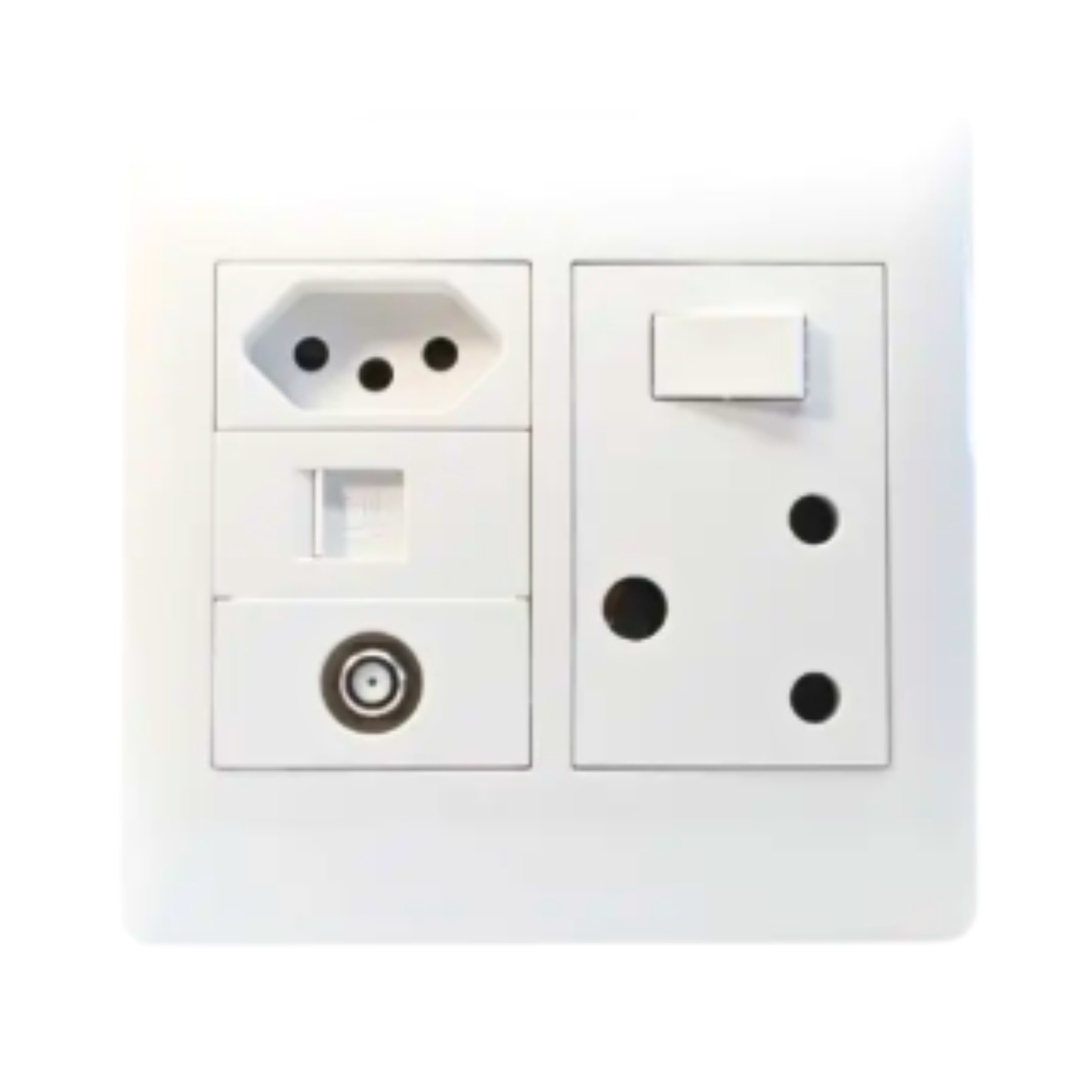 Ysalis Old/New RSA Socket + TV + Data 4x4 White - PYONTVD44WHT