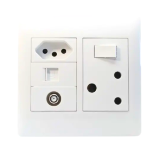 Ysalis Old/New RSA Socket + TV + Data 4x4 White - PYONTVD44WHT